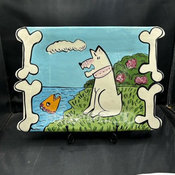 Vintage retro 1990s art style studio pottery plate - Picture 1 of 4